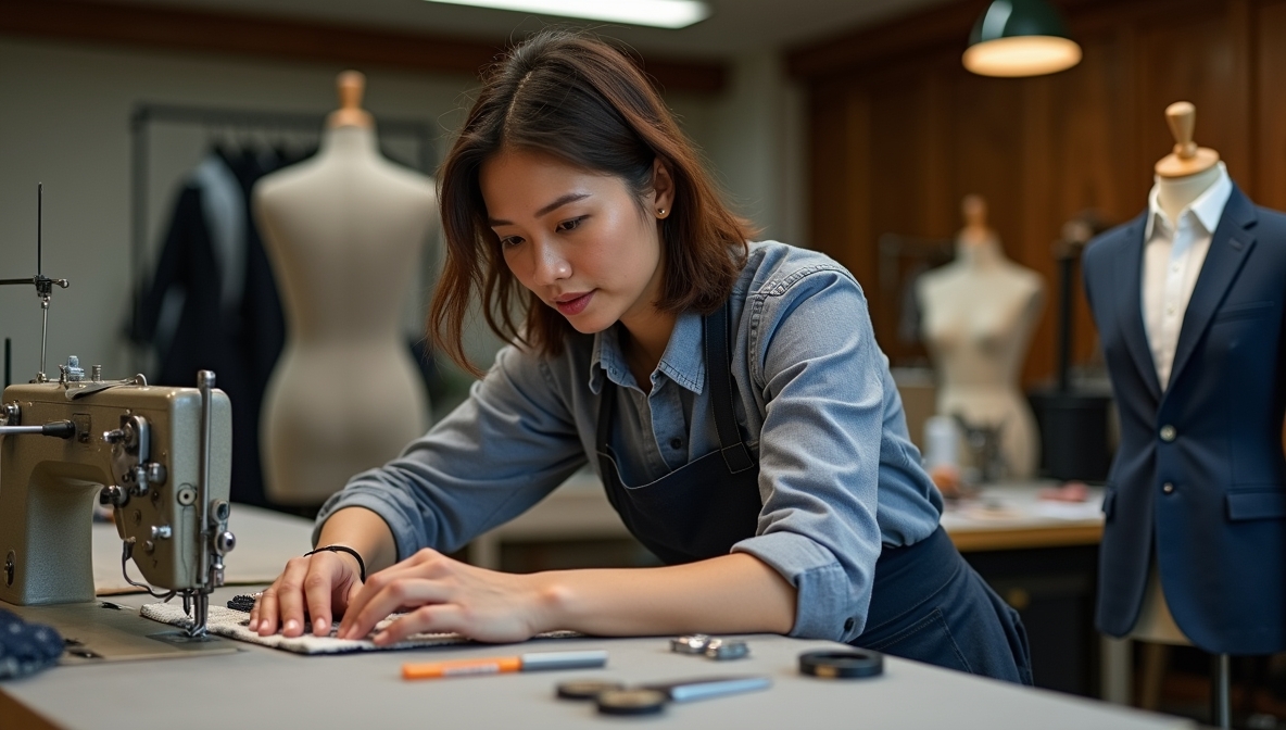 Inside our tailoring workshop with artisan tools and fabrics